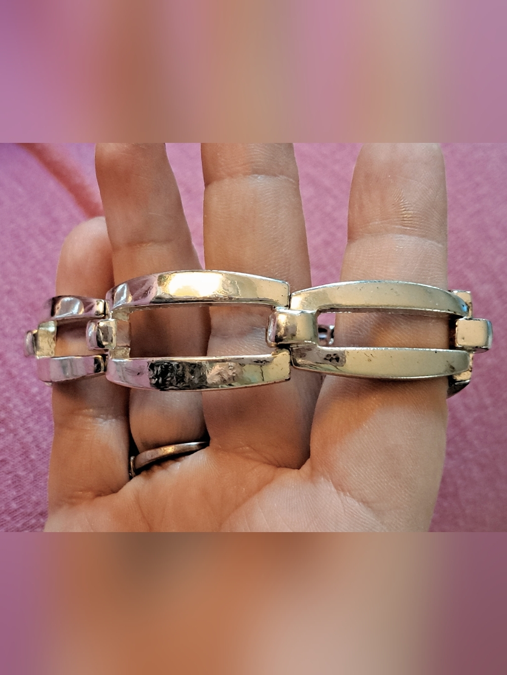 Elegant Open Link Chain Silver Stretch Bracelet for Women